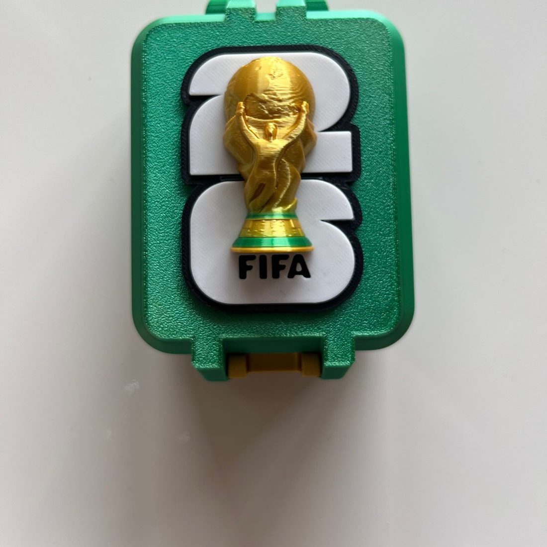 Caixa para cromos Mundial 2026 verde — vista de cima