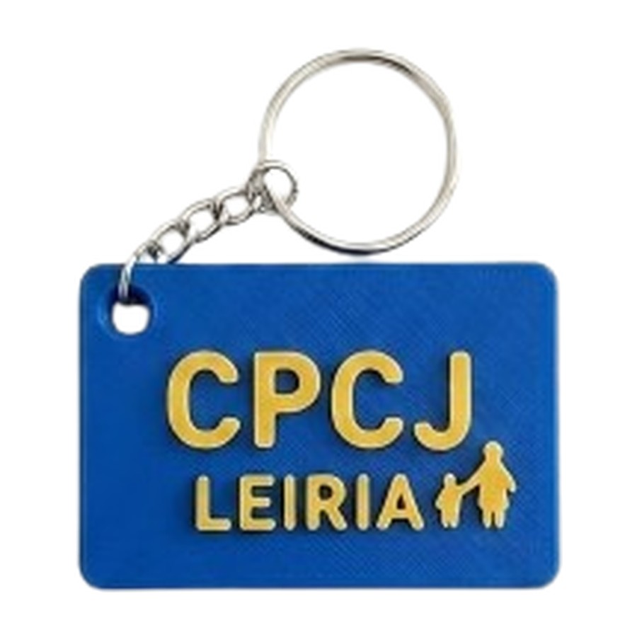 Porta-chaves CPCJ Leiria azul com lettering amarelo