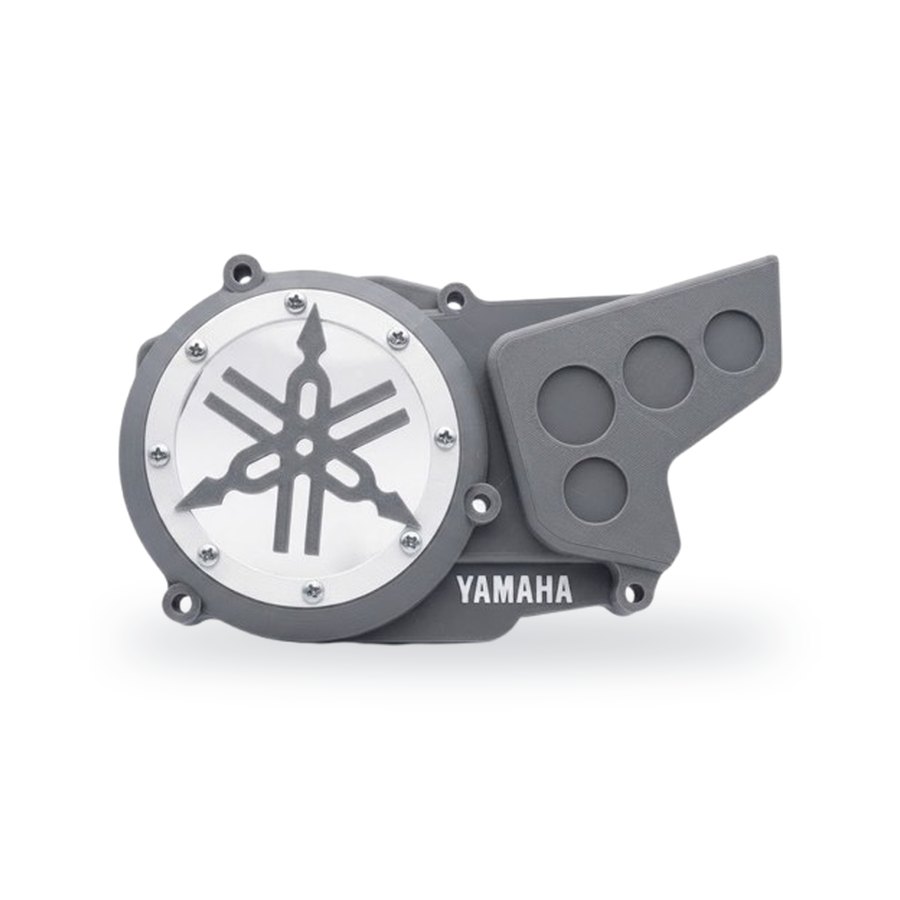 Tampa de motor Yamaha DT50 LC e LCD emblema aro branco — cinzenta