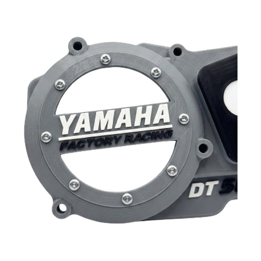 Tampa DT50 Factory Racing cinzenta — pormenor do lettering