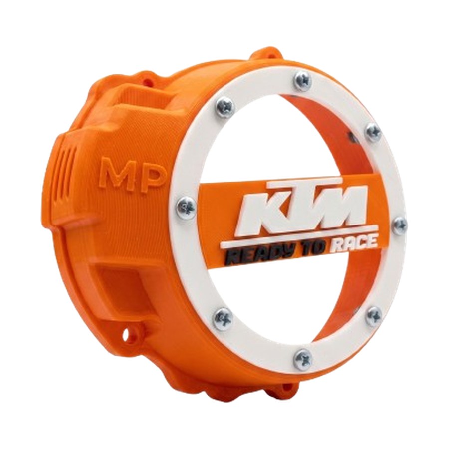 Tampa KTM 125 EXC & SX — pormenor angulado do aro e parafusos